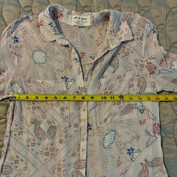 Anthropologie Cloth & Stone Paisley Sheer Button Down Pink Top Women S - Picture 8 of 10